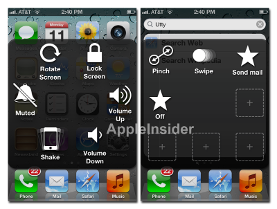 The "Device" menu within Assistive Touch. 